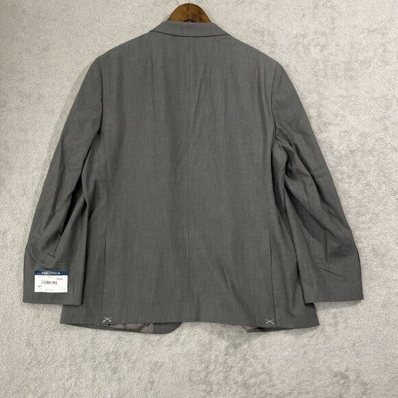NEW Nautica Mens 48R Modern Fit Grey Blazer Jacket Polyester Blend 2-Button - Picture 2 of 9